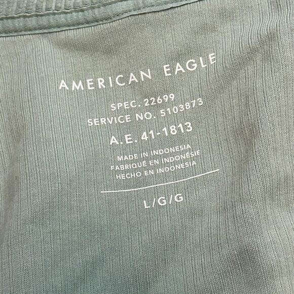 AMERICAN EAGLE Women’s Light Sage Green Corded Oversized Button-Up Hooded Shacke - Picture 5 of 7